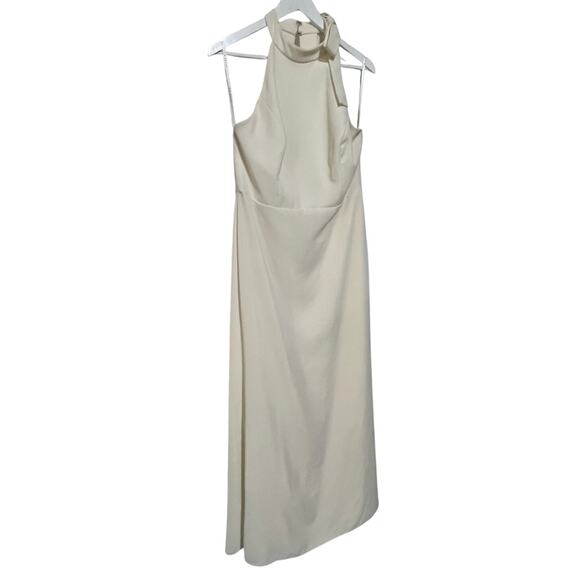 After Six High Neck Halter Backless Bridesmaid Formal Dress Ivory Size 14R 6827 - Picture 3 of 16